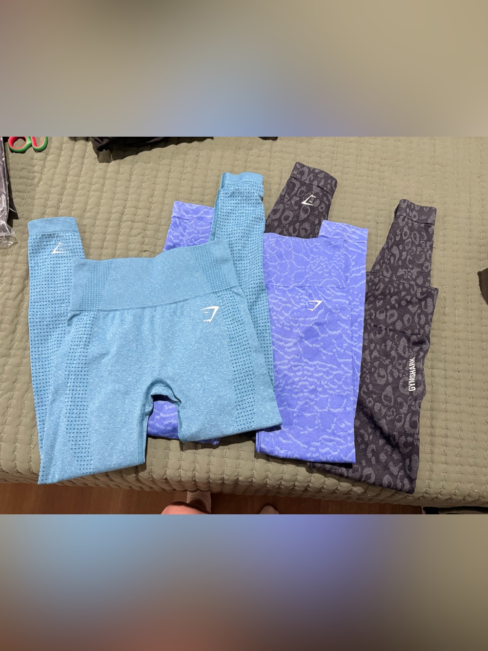 Gymshark Light Blue, Lavender & Charcoal Kids Leggings Trio